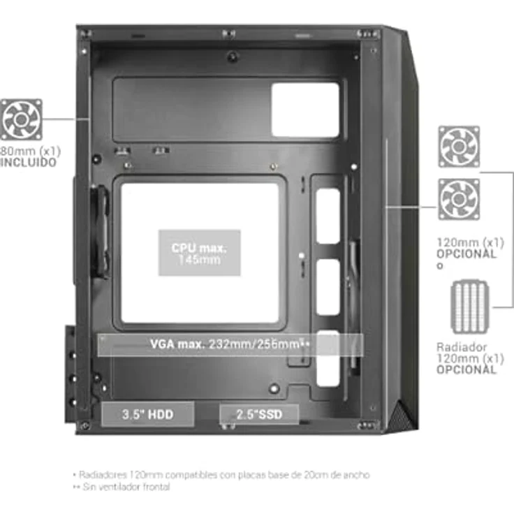 Mars Gaming MC-S1, Micro-ATX Gehäuse mit ARGB-Beleuchtung, kompakt, weiß, mit Seitenfenster – Bild 6