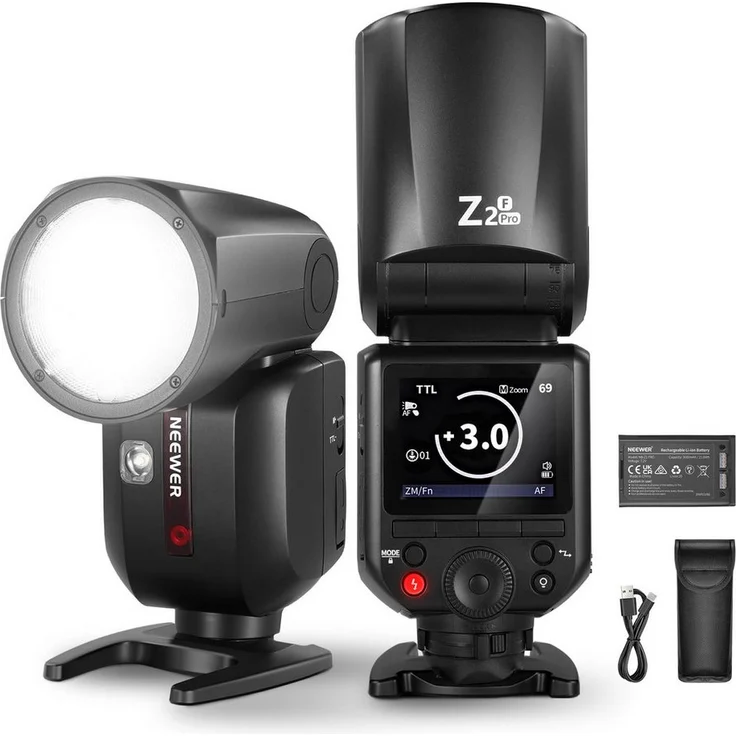 Neewer Z2PRO-F 2,4G TTL Rundkopf Blitz Speedlite für Fujifilm, 76W, 1/8000s HSS, 3000mAh Akku, 600 Blitze mit voller Leistung