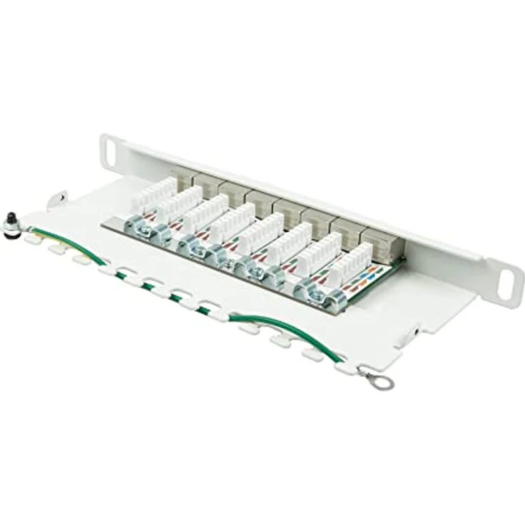 Patchpanel/Patchfeld - 10" - Servermontage/Rackeinbau - Cat. 6A, 500 MHz - 10-GIGABIT-fähig - 8-Port - 0,5 HE - STP geschirmt - werkzeugloses Öffnen - Reinweiß (RAL9010) – Bild 2