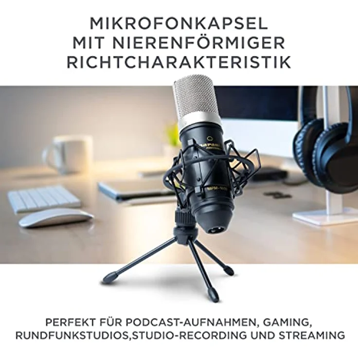 Marantz Professional MPM1000 - XLR Kondensatormikrofon mit Pop Schutz Filter, Shockmount, Tripod Ständer, XLR Kabel für Home Office oder Studio – Bild 3
