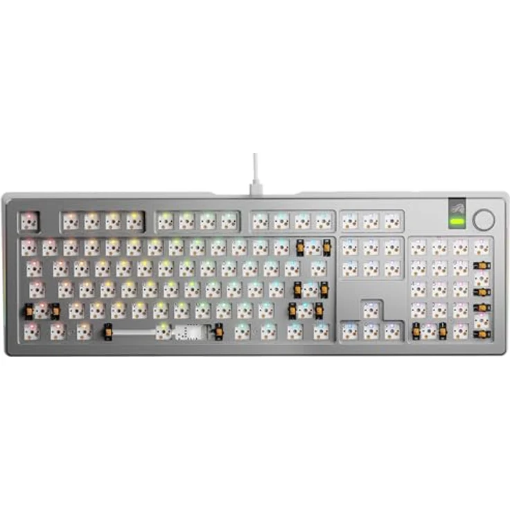 Glorious GMMK 3 Pro, 100 % Custom Gaming-Tastatur Barebone mit Hot-Swap, ANSI-Layout, silber, CNC-gefrästem Aluminiumgehäuse und RGB-Beleuchtung – Bild 7