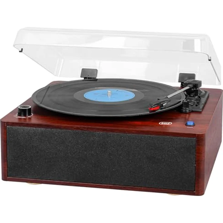 Trevi TT 1030 BT Plattenspieler aus Holz, kabelloser Audio-Anschluss, 33/45/78 Umdrehungen, RCA-Ausgang, eingebaute 15-W-Lautsprecher – Bild 1