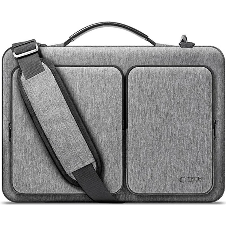Tech-Protect 13-14 Defender Bag, Laptop-Tasche mit gepolstertem Hauptfach und mehreren Fächern, grau