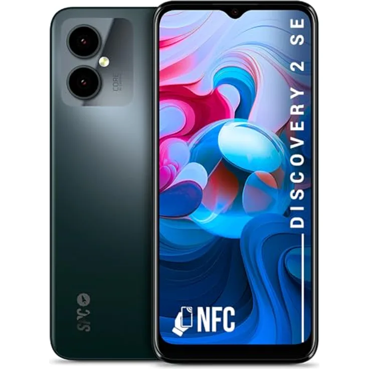 SPC Discovery 2 SE – 4+128GB Smartphone mit 6,5" HD+ Display, NFC, Fingerabdruck- und Gesichtsentsperrung, 4G, Dual 13+2MP Kamera, 4500 mAh Akku mit Umkehraufladung und Android 13 – Farbe Deep Sky