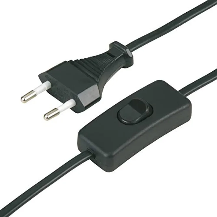 REV Zuleitungskabel mit Schalter und Eurostecker, 2m, max. 2A, schwarz, für Innenräume