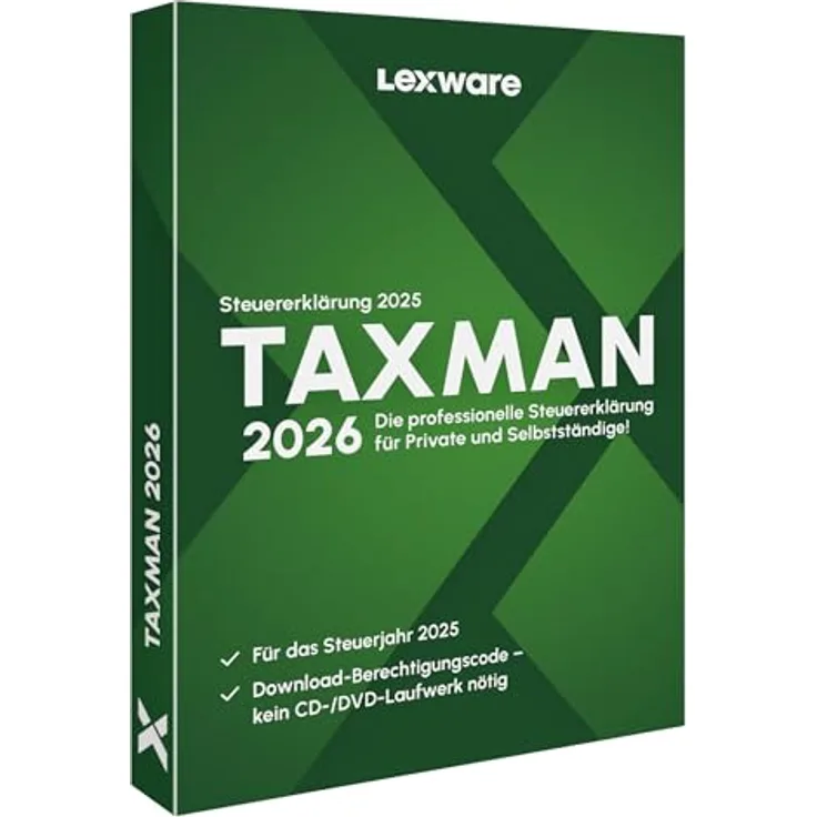 Haufe-Lexware TAXMAN 2026 Minibox, Steuererklärungs-Software für Arbeitnehmer, Rentner, Familien, Studenten und im Ausland Beschäftigte, für Windows 10/11, Einzelplatzversion