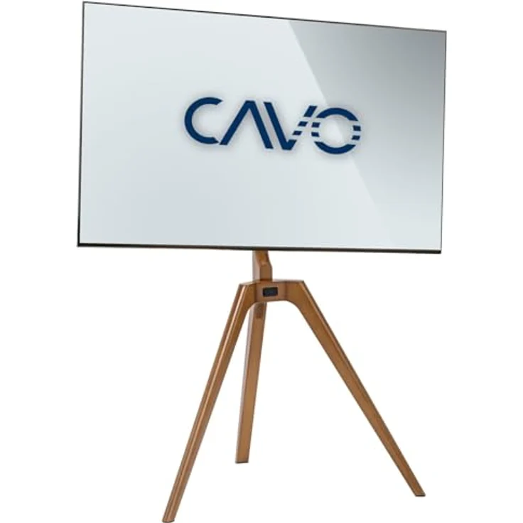 SOTECH CAVO TV-Staffelei Holz walnuss – Höhenverstellbarer Tischstand mit Kabelmanagement für Fernseher bis 65 Zoll – Bild 1