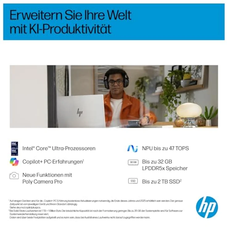 HP OmniBook 7 NGAI 17-dc0176ng, 17,3 Zoll Notebook mit Intel Core Ultra 7, 32 GB RAM, Windows 11 Pro, Silber – Bild 6