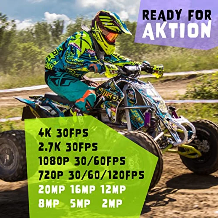 Exprotrek 4K Action Cam, wasserdichte Unterwasserkamera bis 40m, WiFi, 170° Ultraweitwinkel, 2 Akkus & Fernbedienung, Zubehör-Kit – Bild 2