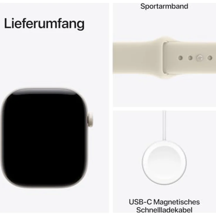 Apple Watch Series 12 Cellular 46mm, Perlweiß Keramik Case, Sand Sport Band, Gesundheits- und Fitness-Tracker, Schnellladefunktion – Bild 7
