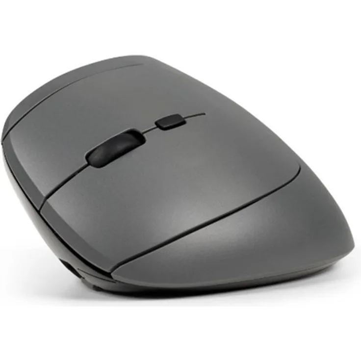 Bakker Elkhuizen MidWay Vertical Mouse, ergonomisch für Linkshänder, kabellos mit 2.4 GHz und Bluetooth 5.2, dunkelgrau