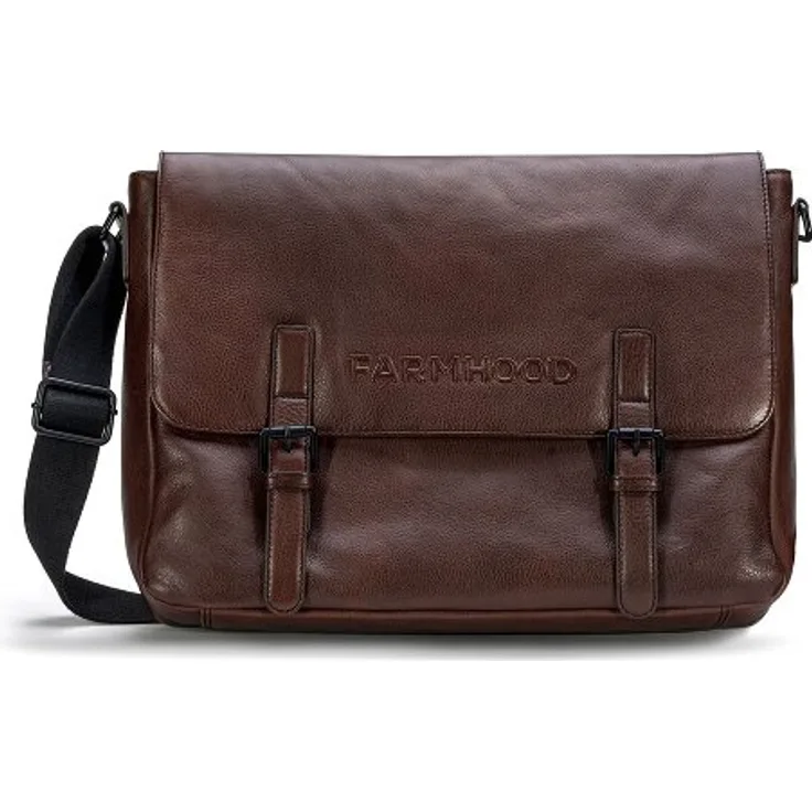 Farmhood Memphis Aktentasche Messenger, 38 cm Leder mit Laptopfach, dunkelbraun