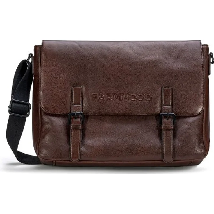 Farmhood Memphis Aktentasche Messenger, 38 cm Leder mit Laptopfach, dunkelbraun