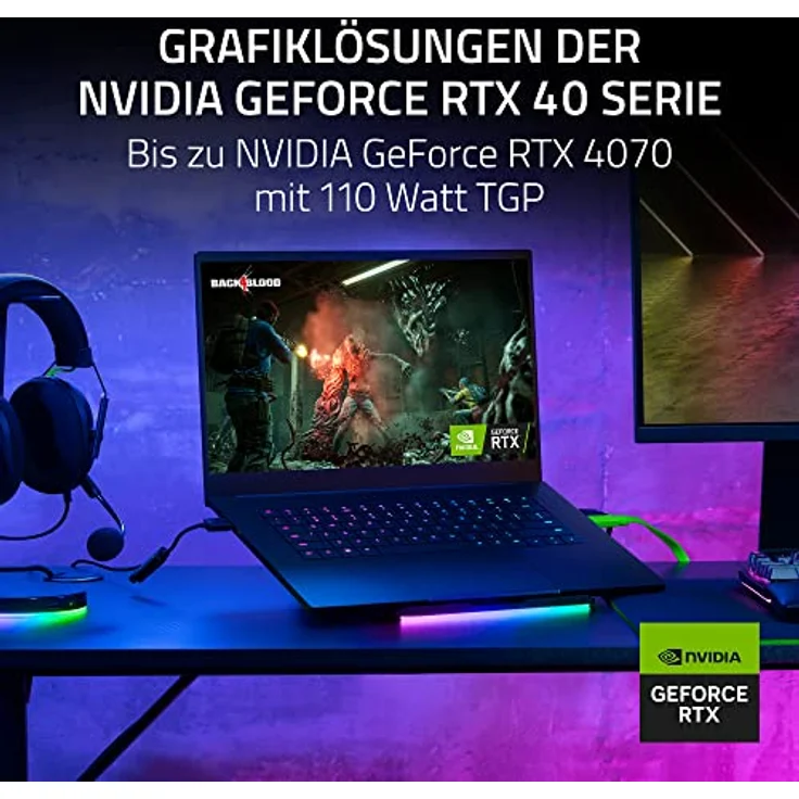 Razer Blade 15-15,6 Zoll Gaming Laptop (NVIDIA Geforce RTX 4070, Intel i7-13800H, QHD 240Hz Display, 16GB DDR5 RAM, 1TB SSD, Alu-Gehäuse) QWERTZ DE-Layout | Schwarz – Bild 3