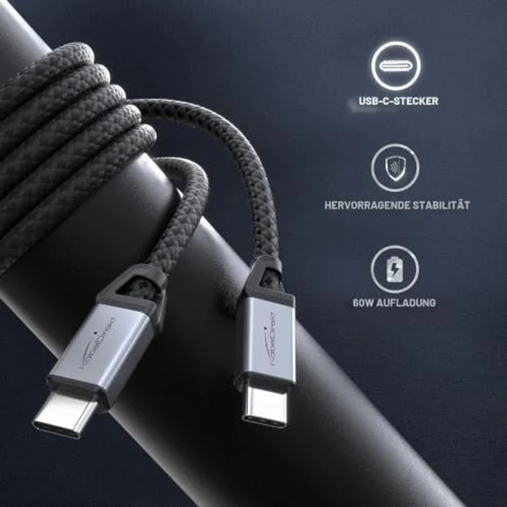 KabelDirekt USB-C-Kabel, 3x2m, USB 2.0, 60W PD, flexibles und bruchfestes Ladekabel für Smartphones und Notebooks – Bild 2
