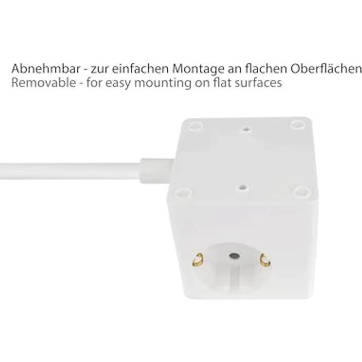 Kabelmeister Steckdosenverteiler, kompakter Steckdosen-Würfel mit 5 m Kabel, 3 Steckdosen und 2 USB-Ports (USB-C™ 20W, USB-A 18W), weiß – Bild 8