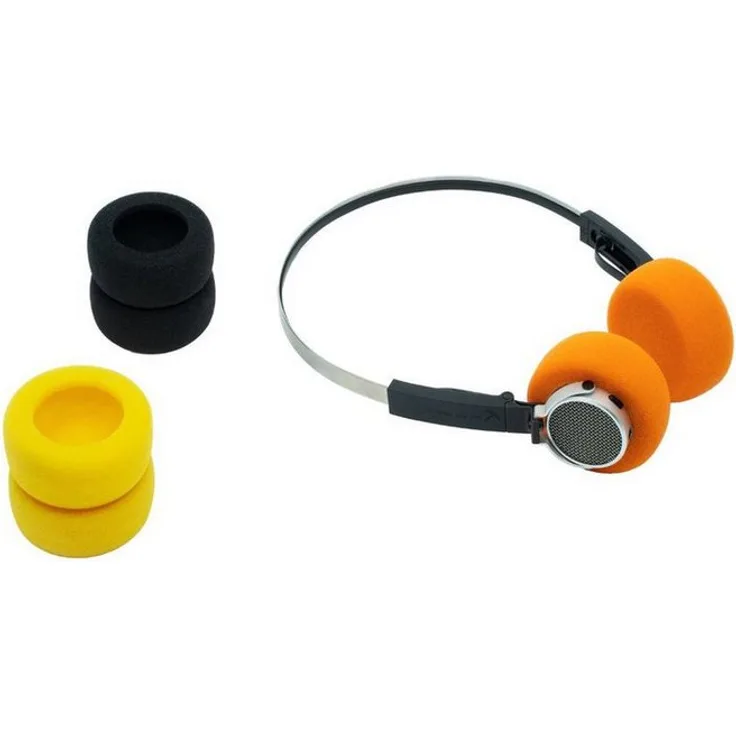 We Are Rewind FREDDIE EQ-002, Retro Bluetooth Kopfhörer mit 14 Stunden Akkulaufzeit und verstellbarem Edelstahl-Kopfbügel, orange Ohrpolster