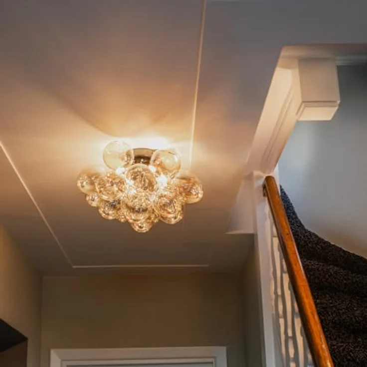 Qazqa - Design Deckenleuchte schwarz mit Braunglas 4-flammig - Wohnzimmer Schlafzimmer - Kugelförmig LED geeignet G9 – Bild 2