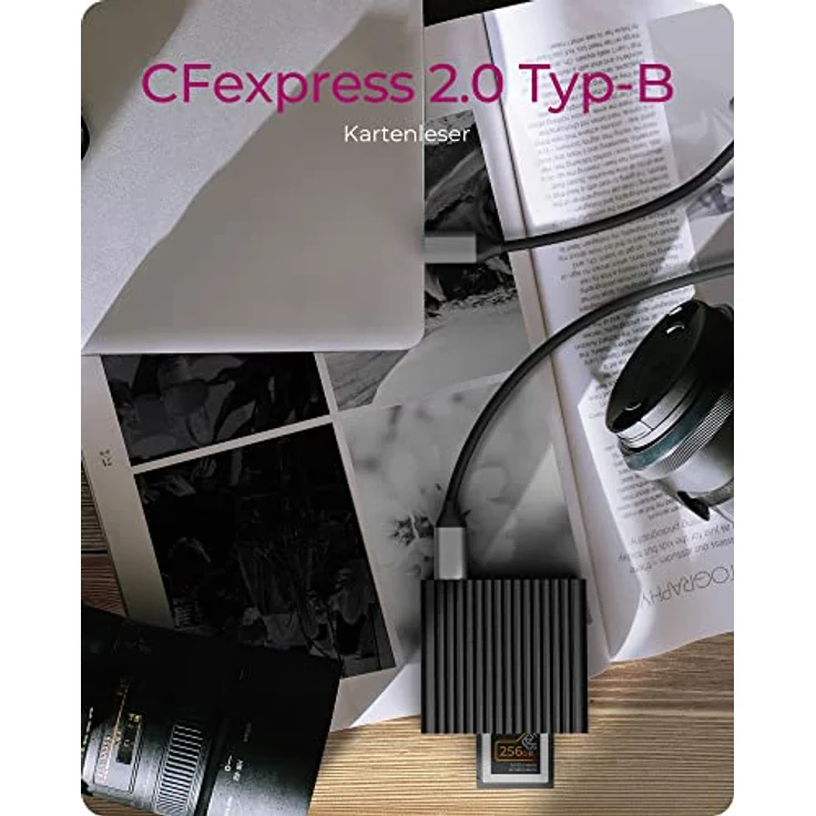 ICY BOX CFexpress Kartenleser Typ-B mit USB 3.2 (Gen 2), 10 Gbit/s, Lesegerät, USB-C & USB-A, Aluminium, Schwarz, Android/Windows/Mac OS – Bild 2