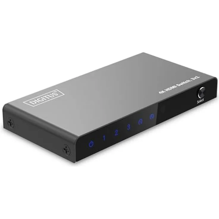 DIGITUS DS-55331 HDMI Switch 3x1 – UHD 4K/60 Hz – HDCP 2.2 & HDMI 2.0 – HDR, CEC, Deep Color, DTS, Dolby Digital, LPCM – Schwarz