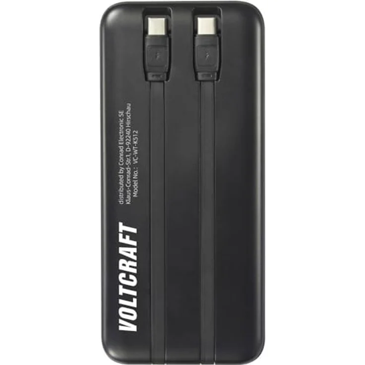 Voltcraft VC-WT-K512 Powerbank 10000 mAh Fast Charge LiPo Schwarz Statusanzeige – Bild 4