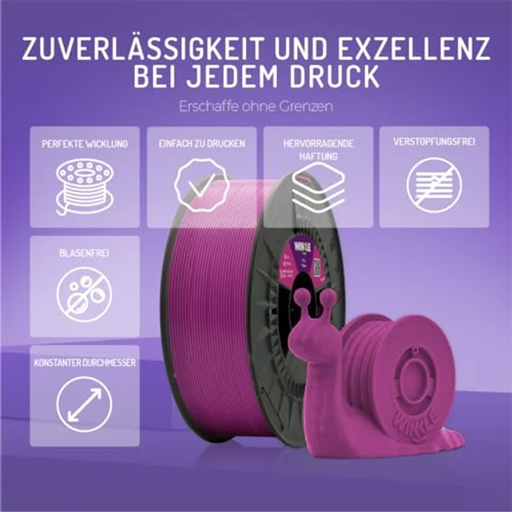 WINKLE PLA HD Filament 2.85mm Mauve, 1kg Spule, Bioabbaubar, FDM Drucker Kompatibel, Maßgenauigkeit +/- 0.05mm – Bild 4