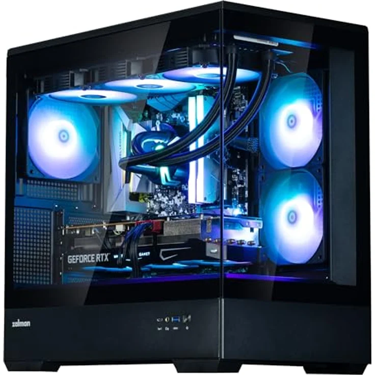 Zalman ATX Semi-Tower Gehäuse, Mini-Tower mit 3 x 120 mm LED A-RGB, schwarzes gehärtetes Glas, für Micro-ATX/Mini-ITX M/B, Typ C/USB 3.0 – Bild 2