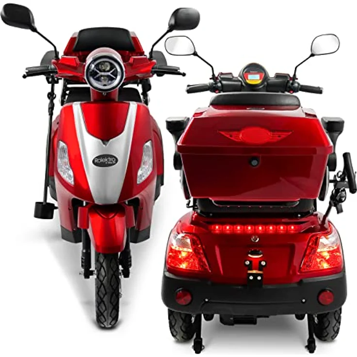 Rolektro E-Trike 25 V.3 Pro Dreirad Rot - 1000W Elektromobil - 70km Reichweite - herausnehmbarer Lithium Akku - Seniorenmobil mit Straßenzulassung – Bild 3
