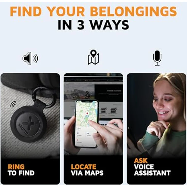 Xtorm TravelTag 3er Set, IP64 Tracker für Android und iOS, wasserfest, schwarz, GRS-zertifiziert – Bild 4