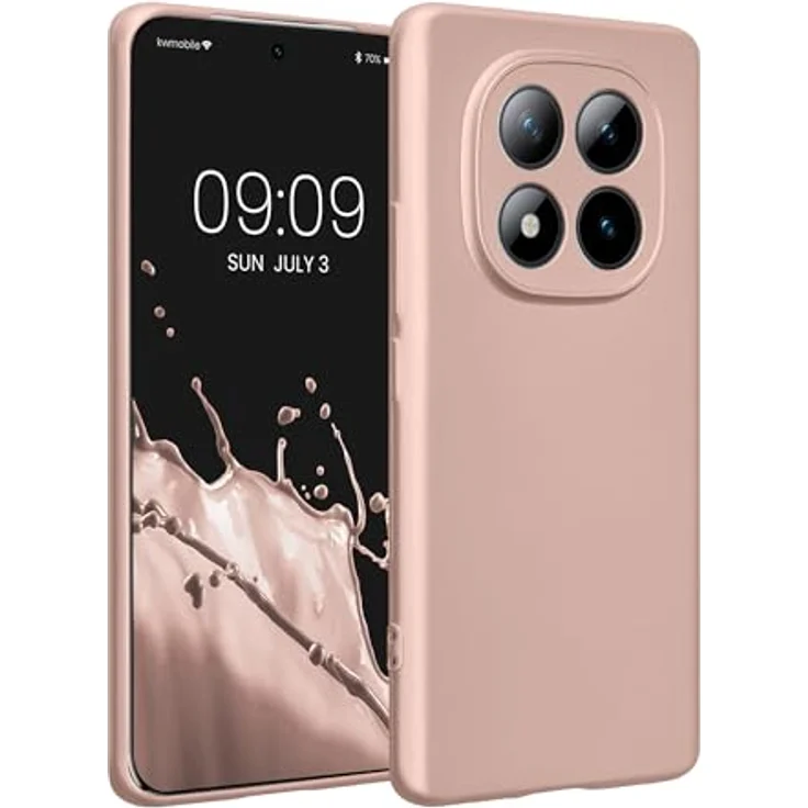 kwmobile Handyhülle für Xiaomi Redmi Note 15 4G / 5G & Poco M8 5G, weiche Silikon Case in Metallic Rosegold, rutschfest & reißfest – Bild 1