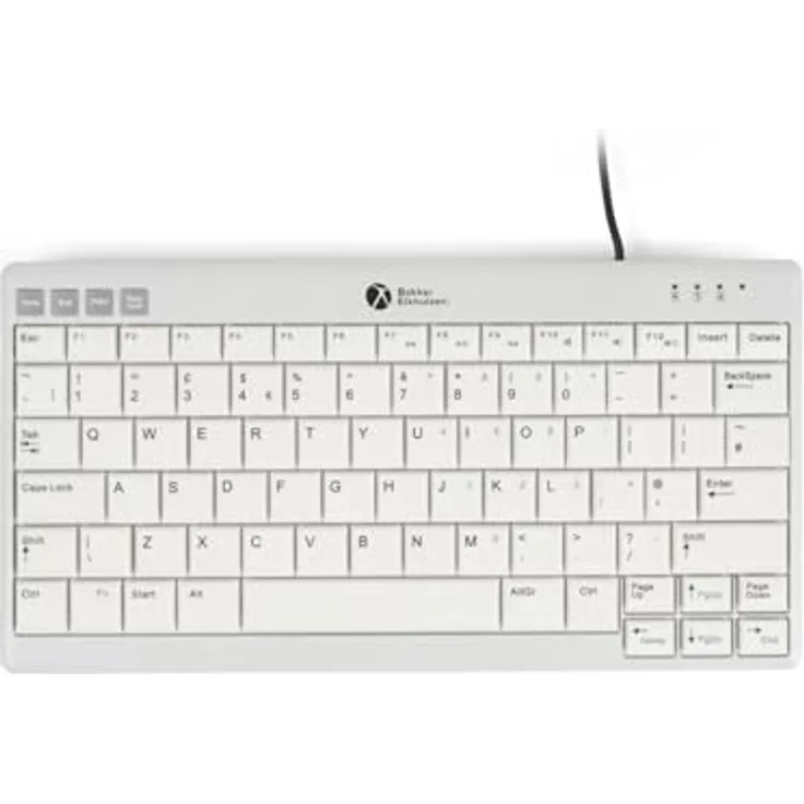 Bakker Elkhuizen Ultraboard 950 V2 Compact, Kabelgebundene Tastatur mit integriertem USB-Hub und ergonomischem Design, Grau