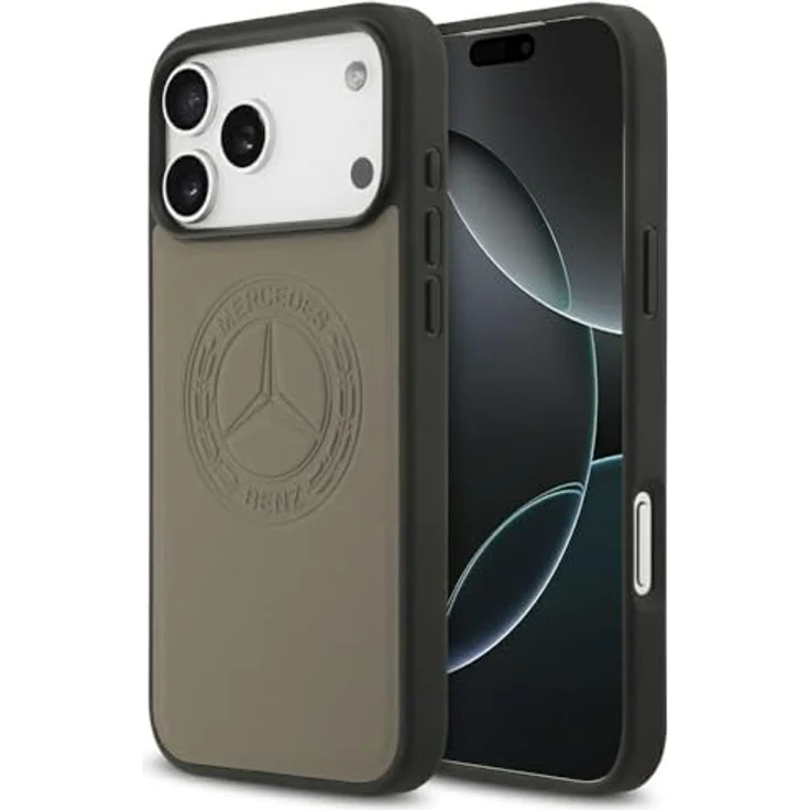 CG MOBILE Mercedes Leder Vintage Logo Hülle kompatibel mit MagSafe für iPhone 17 Pro Max, Echtleder in Taupe – Bild 1