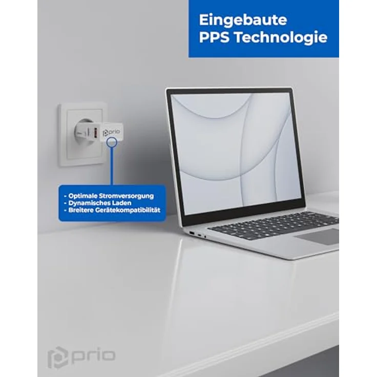 Prio Fast Charge World Reiseladegerät 25W PD PPS (USB C) + QC 3.0 (USB A), weiß, kompatibel in über 220 Ländern, mit Reisetasche – Bild 6