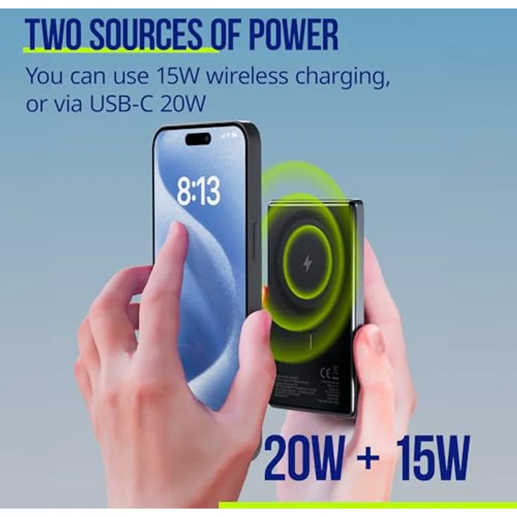 FOREVER Allity Powerbank Wireless APB-300 PD QC 20W 5000 mAh Grau Magnetisch – Bild 4