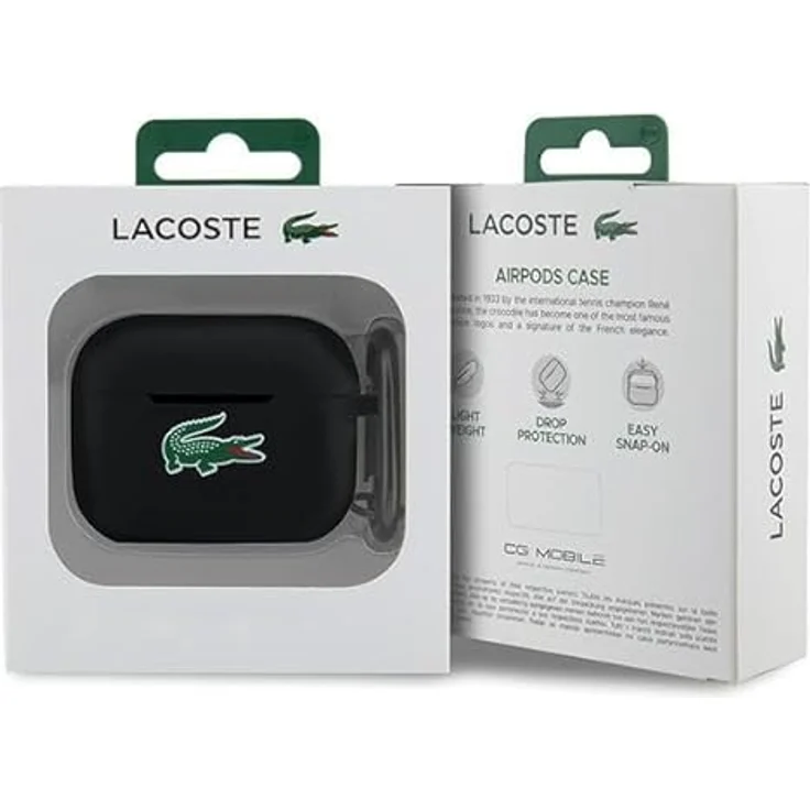 Lacoste Lcap2slok, Ladecase Hülle aus hochwertigem Silikon, Schutzhülle für Airpods, schwarz – Bild 4