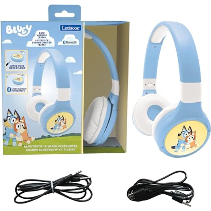 Lexibook HPBT010BY, 2-in-1 Bluetooth und Wired Komfort Kopfhörer mit Safe Volume Limited und Bluey Design, faltbar und verstellbar – Bild 1