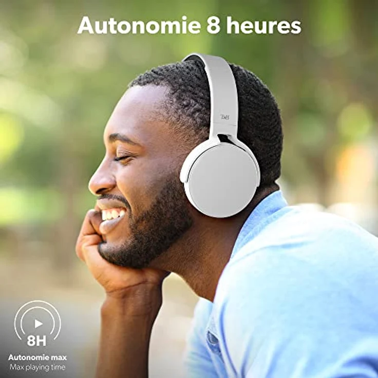 T'nB Kabelloser Bluetooth 5.0 Kopfhörer, Single 2, 8 Stunden Hörzeit, verstellbar, komfortabel, integriertes Mikrofon und Bedienelemente, für Sport und Training – Silber – Bild 3