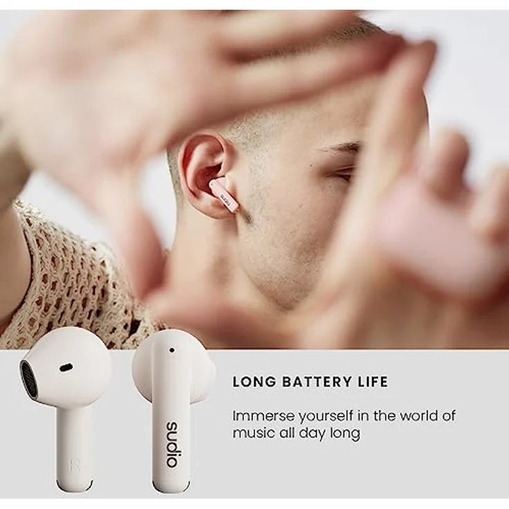 Sudio A1 Tws Kopfhörer Beige Beige One Size, Open-Ear-Ohrhörer mit tiefer Basswiedergabe und wasserresistentem Design – Bild 3