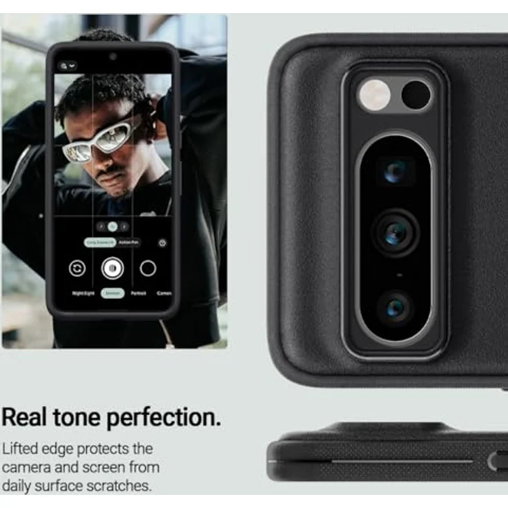 Caseology Athlex für Google Pixel 8 Pro Hülle, [Sandstein Textur], Seitliche Griffmuster Handyhülle - Aktiv Schwarz mit erhöhtem Schutz und Urbanem Design – Bild 5