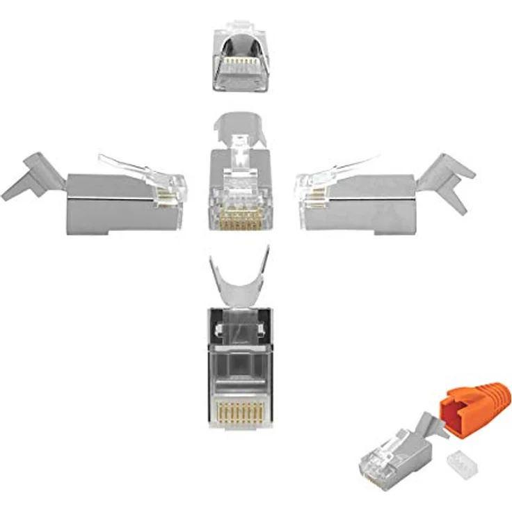 Cat7 Netzwerkstecker RJ45 Stecker Cat 6a 7 Verlegekabel Knickschutz AWG23 – Bild 6