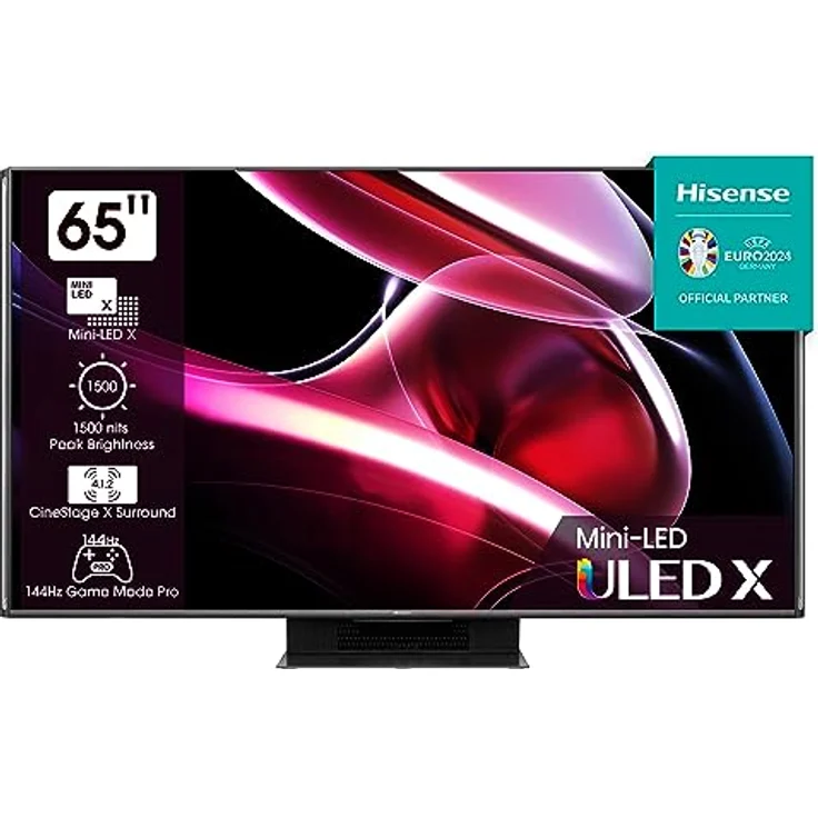 Hisense 65UXKQ 164 cm (65 Zoll) Fernseher, 4K Mini LED ULED, Smart TV, HDR10+, Dolby Vision IQ, Triple Tuner, 144 Hz (VRR), Airplay, Alexa Built-in, Dolby Atmos, Anthrazit (2023) – Bild 1