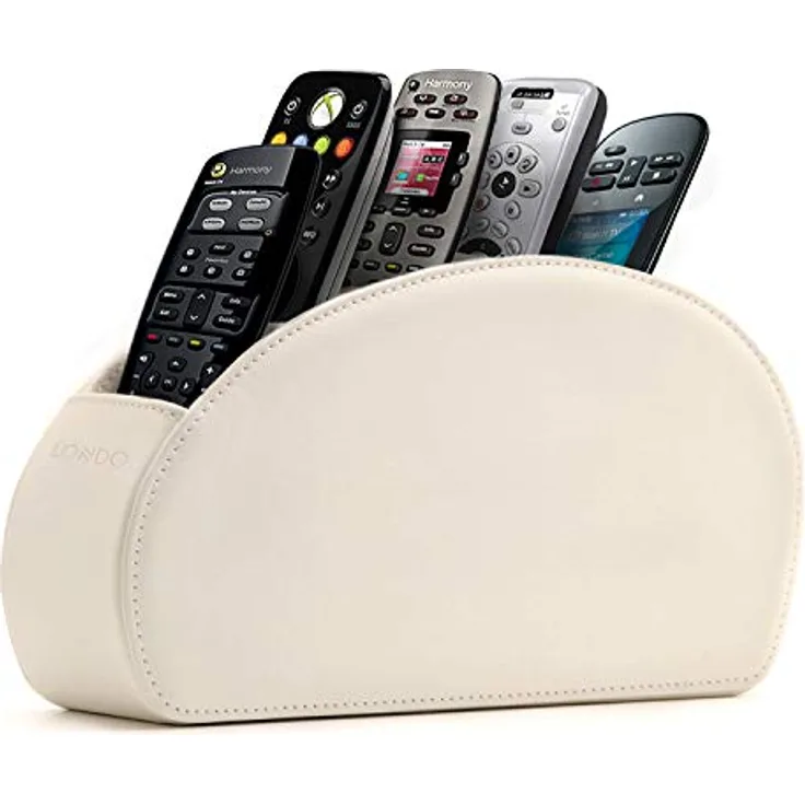 Londo Fernbedienungshalter mit 5 Taschen - Platz für DVD, Blu-Ray, TV, Roku oder Apple TV Fernbedienungen - PU-Leder mit Wildlederfutter - Schlank & Kompakt für die Aufbewahrung