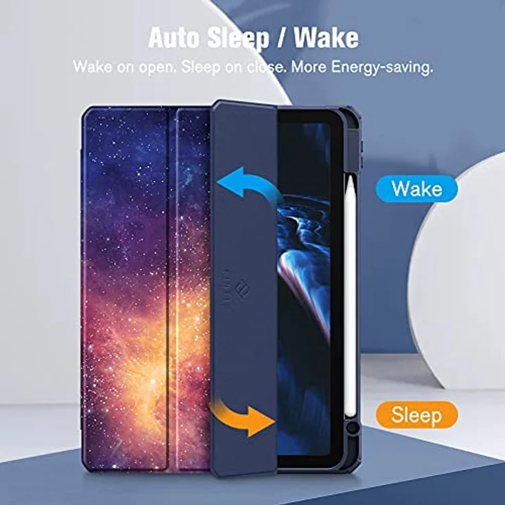 FINTIE Hybrid Hülle für iPad Air 11 Zoll M3/M2 2024, iPad Air 5/4 Gen (2022/2020) - Stoßfeste Schutzhülle mit transparentem Rückenteil und Stifthalter, Galaxie – Bild 3