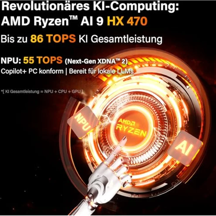 GEEKOM AI Mini PC A9 Max, AMD Ryzen AI 9 HX 470, 32GB DDR5, 2TB SSD, Windows 11 Pro, 2.5G Dual-LAN, USB4, HDMI 2.1, Wi-Fi 7, BT 5.4 – Bild 4