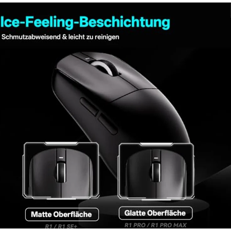 ATK VXE R1 Pro Max Kabellose Gaming-Maus mit PAW3395-Sensor, 500 mAh Akku und leichtem Gehäuse - Schwarz – Bild 5