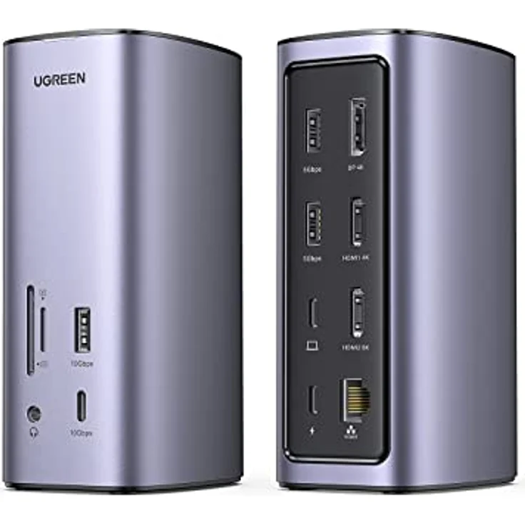 UGREEN USB C Docking Station Triple Display für MacOS und Windows, 2HDMI DP 4K@60Hz, 10Gbps USB Datenports, PD 100W, Ethernet, Audio, SD/TF, 12 IN 1 Dock für MacBook, Surface, Lenovo, Dell, HP usw. – Bild 1