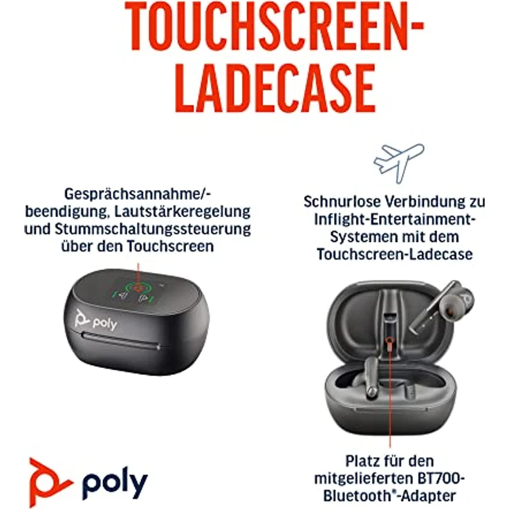 Poly Voyager Free 60+ UC schnurlose Ohrstöpsel (Plantronics) – Noise Cancelling-Mikrofone – ANC – Intelligente Ladetasche mit Touch-Steuerung – Kompatibel mit iPhone, Android, PC/Mac, Zoom und Teams - Preisvergleich – Bild 2