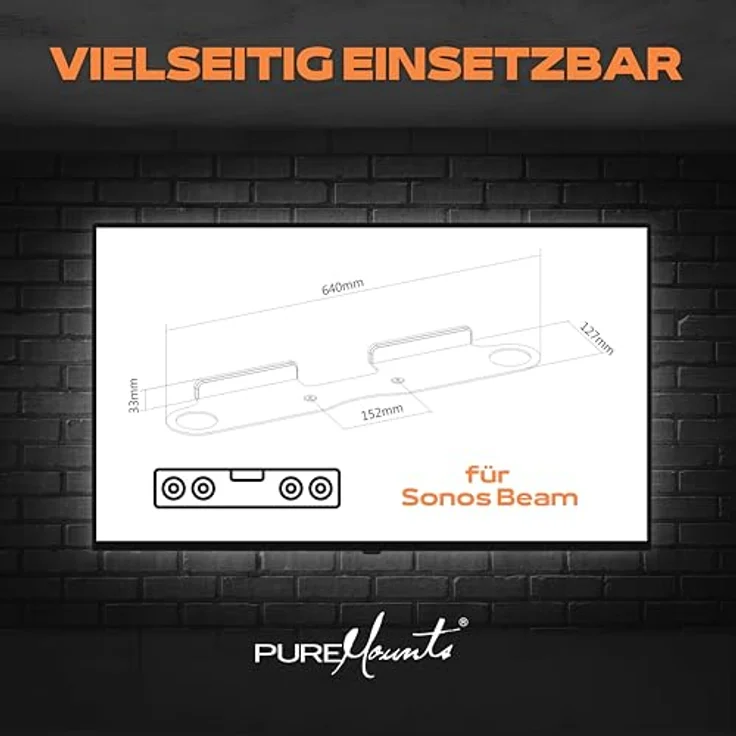 PureMounts PM-SOM-091 Wandhalterung kompatibel mit SONOS BEAM Soundbar, Traglast: 5kg, weiß – Bild 5