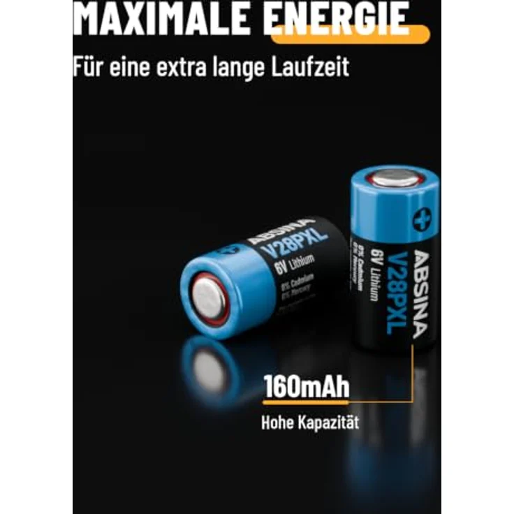 ABSINA 28L 2CR11108 6V Lithium Batterie V28PXL A544, langlebig & zuverlässig, temperaturfest von -40°C bis +60°, 1 Stück – Bild 3