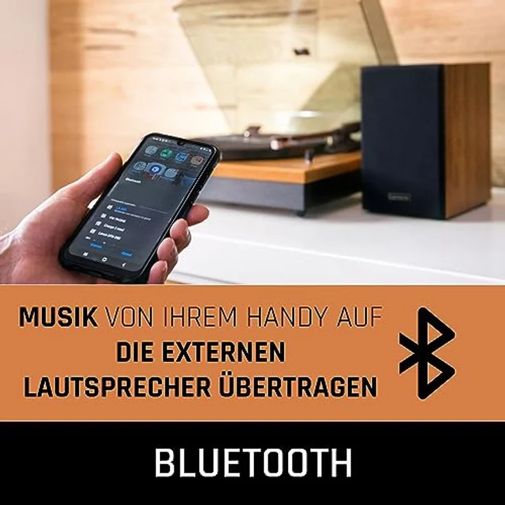 Lenco LS-300 - Hi-Fi Plattenspieler mit Bluetooth - Mit externen Lautsprechern 2 x 10 W RMS - Riemenantrieb - Auto-Stopp - MDF-Gehäuse - Holz – Bild 4